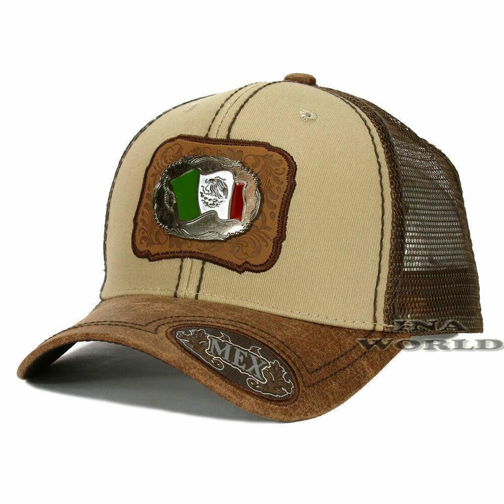 MEXICO hat Metallic Flag patched Western Style Mesh Snapback Baseball