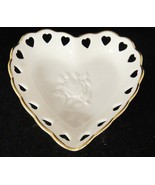 Lenox Heart Dish Embossed Rose Pierced Gilded Edge Trinket Pin Tray Made... - $9.40