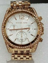 Michael Kors MK5836 Pressley Rose Chronograph Watch Authentic New Batteries - $85.00