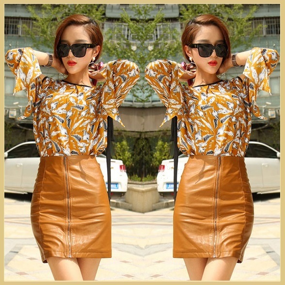 Clay Color Faux PU Leather Front Zip Up Petite Mini High Waist Pencil Skirt