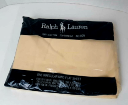 Ralph Lauren One Irregular King Flat Sheet Solid Color Cotton 200 Thread NOS - $49.49