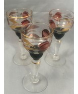 Crystal Cordial Glasses Gold Trim 3-3/4&quot; 3 in lot - $21.63