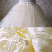 Ivory White 6 layer Tulle A Line Circle Skirt Women Puffy Midi Tulle Skirt Plus image 5