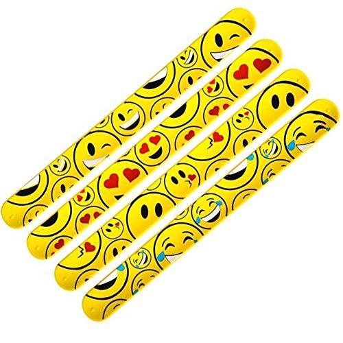 Expression Jewelry 4 Pack of Emoticon Rubber Slap Bracelets Assorted