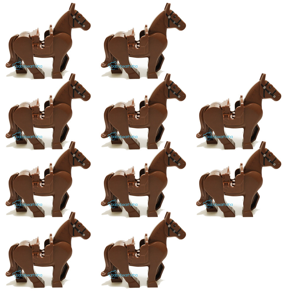 10PCS Lord Of The Rings Hobbit Knight Brown War Horse Army Minifig Blocks Toys