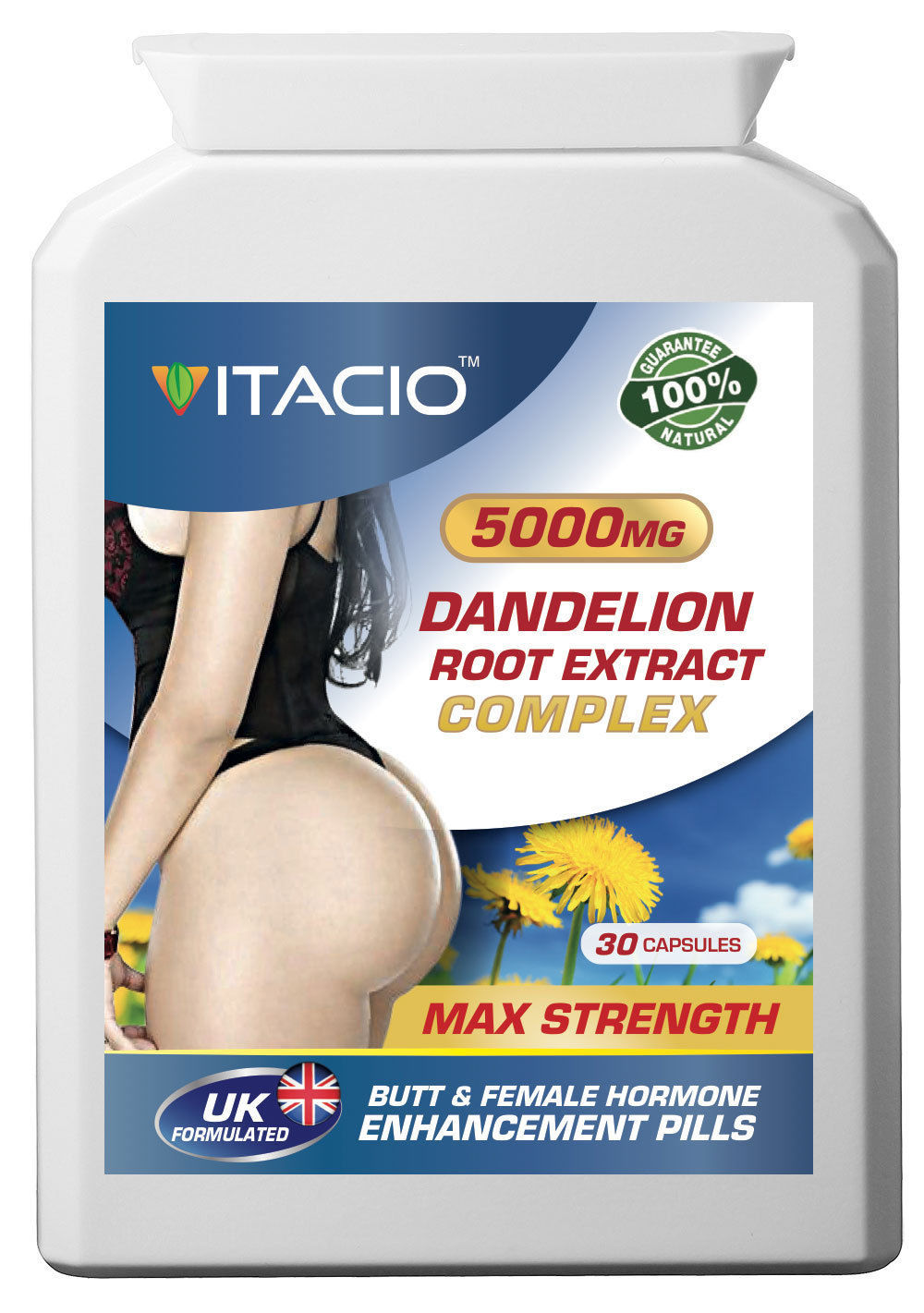 Bigger Bum Butt Enlargement Dandelion Root Extract Complex 5000mg Pills