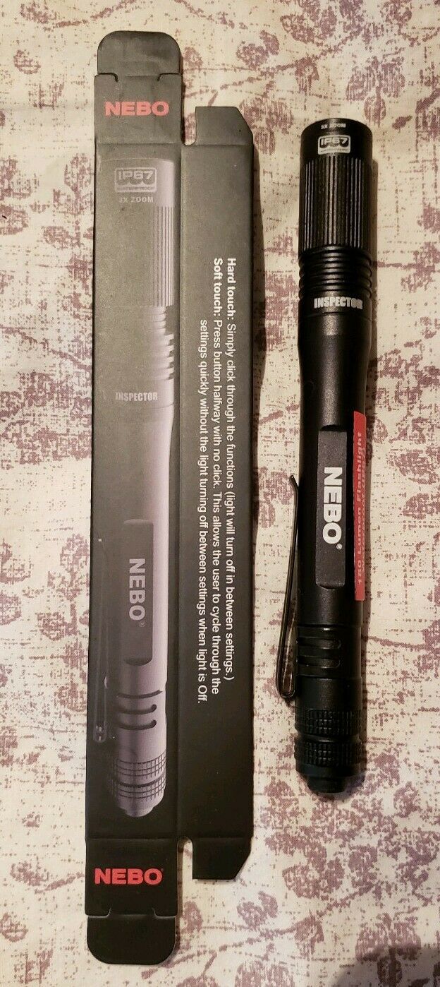 NEBO INSPECTOR 180 Lumen 3x Adjustable Zoom Waterproof Flashlight Penlight 6713 Flashlights