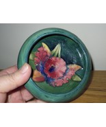 Vintage Moorcroft England Green Art Pottery Porcelain Bowl Dish With Orchid Iris - $49.99