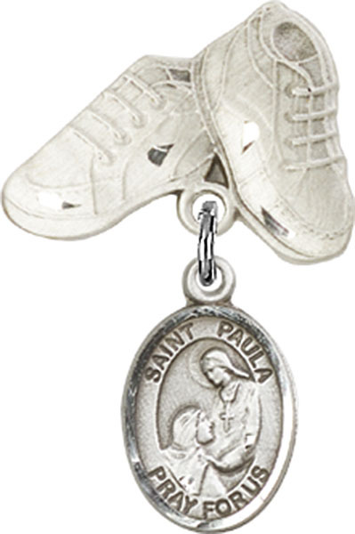 Sterling Silver Baby Badge with 4-Way Charm and Polished Badge Pin 1 X 5//8 inches