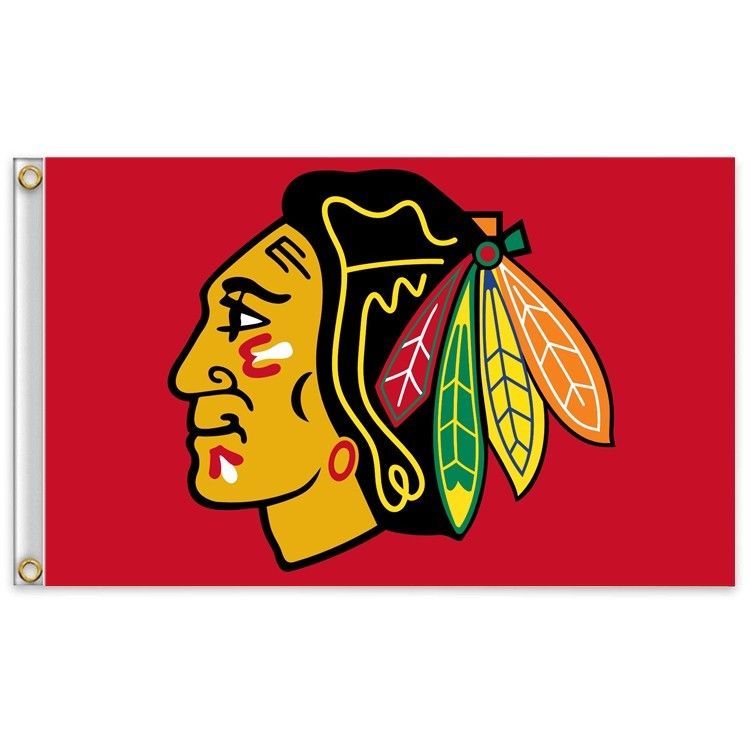 Large Chicago Blackhawks Hockey Flag Banner 3x5 FT with Metal Grommets