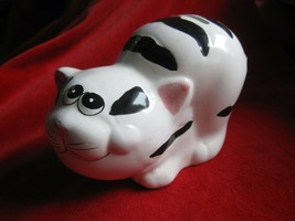 Cute Black &amp; White Striped Kitty Cat Bank - $7.66