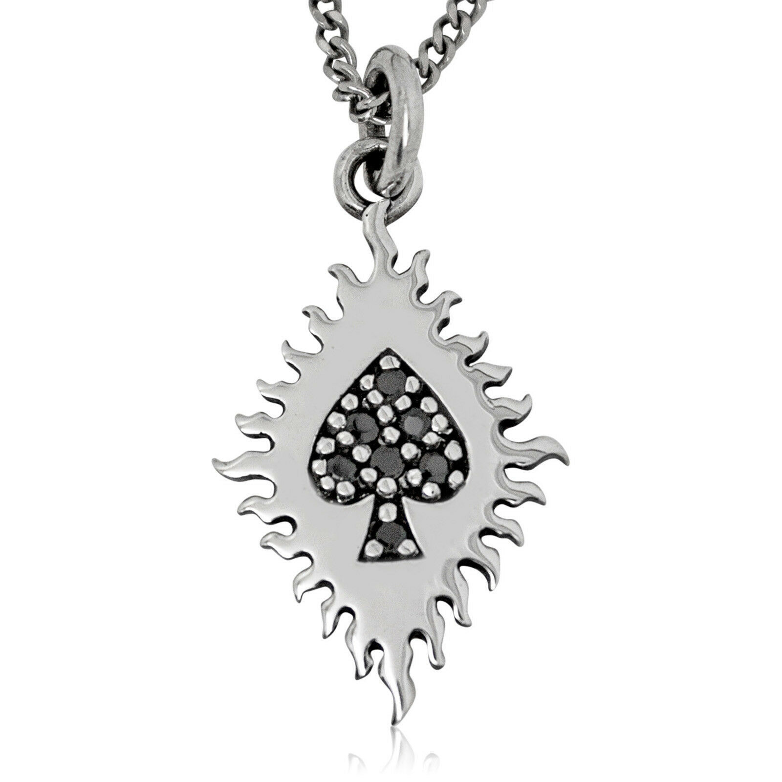 925 solid Sterling Silver Ace of Spade pendant Precious Metal without