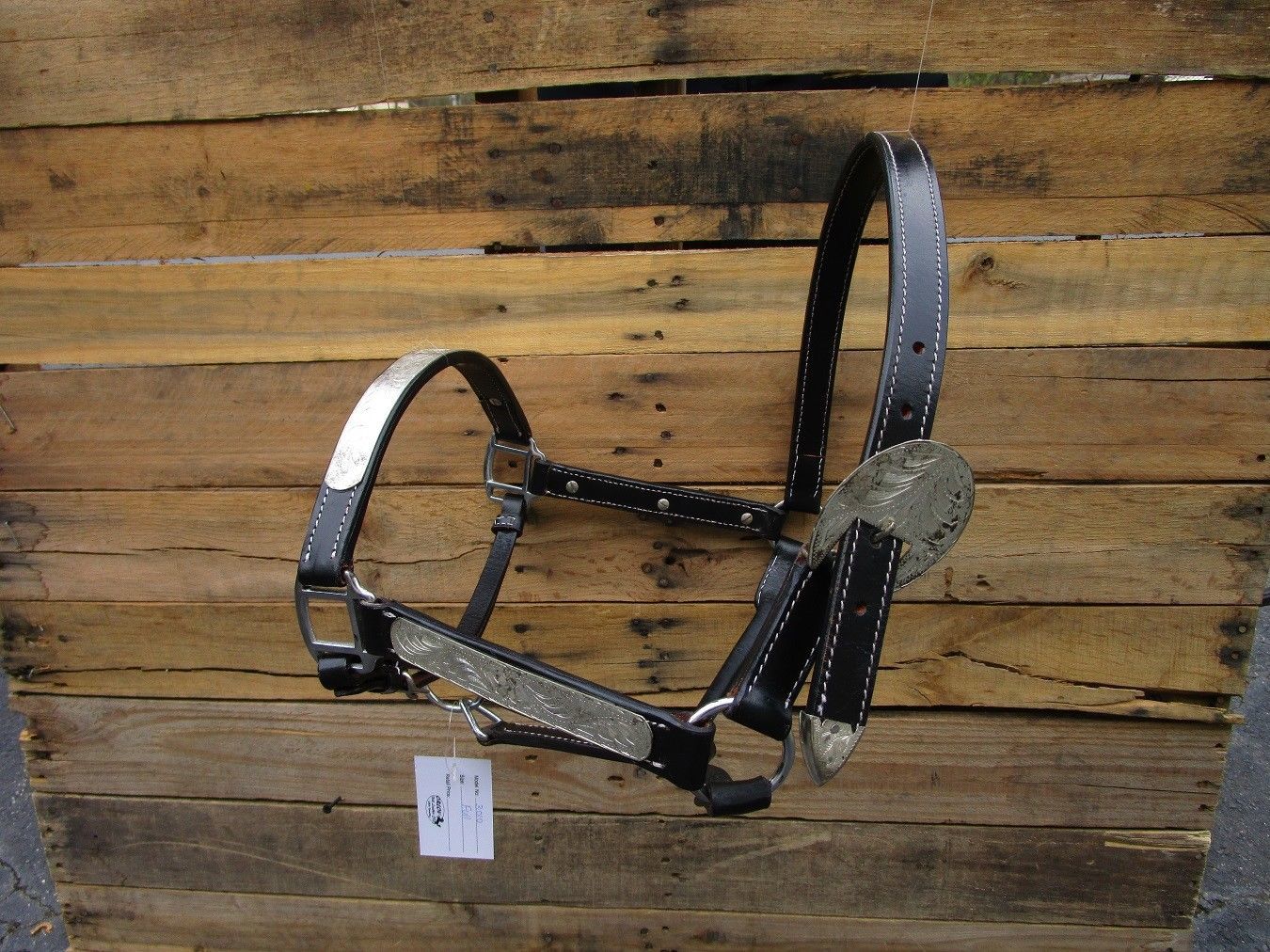 HAND MADE LEATHER WESTERN HORSE HALTER MULE TACK SILVER TRIM SHOW SET