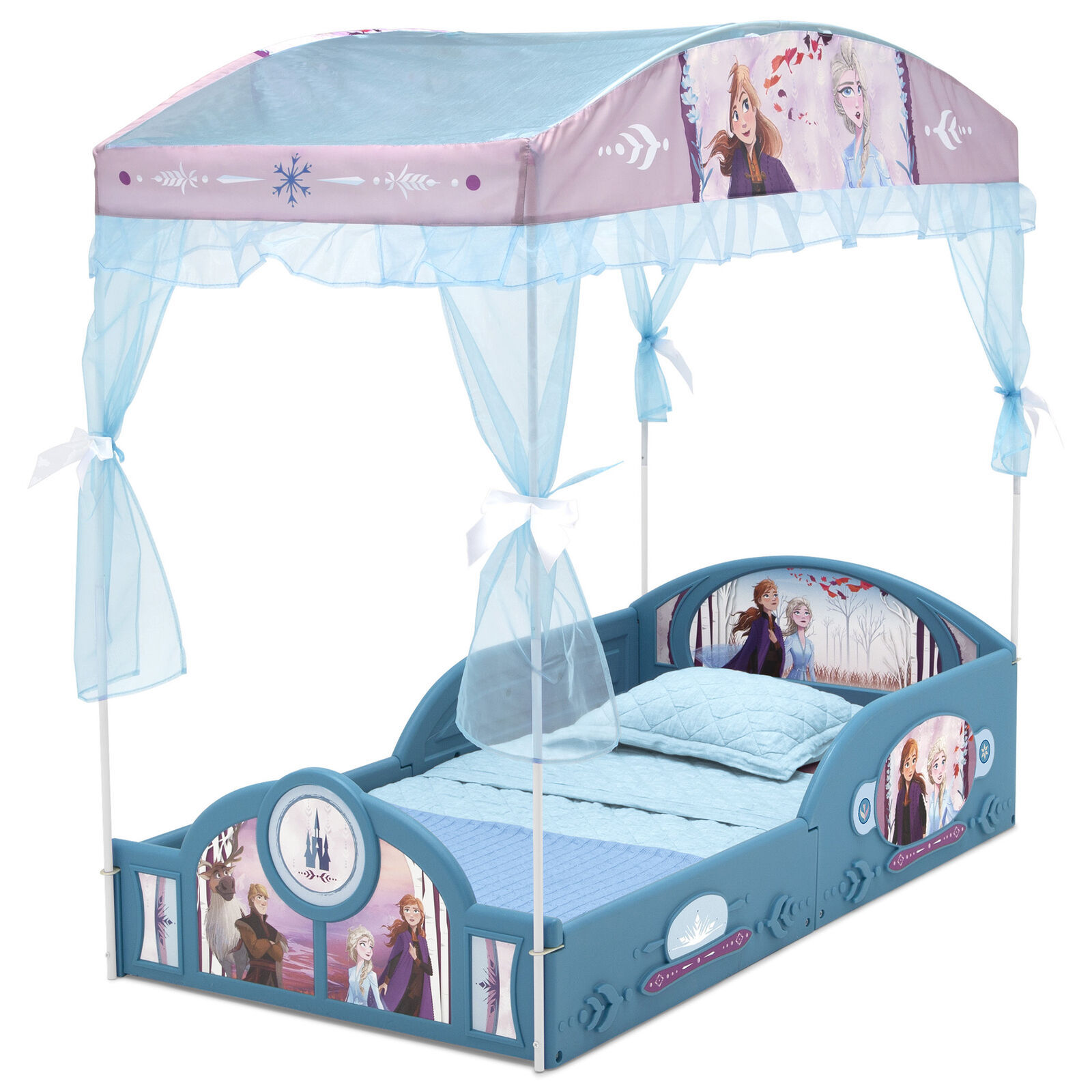 Toddler Canopy Bed Frozen II Disney Princess Elsa Anna Girls Bedroom ...