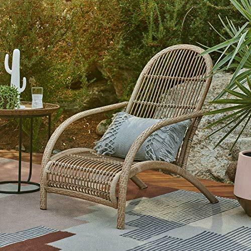 Rustic Cozy Cottage Boho Natural Finish Wicker Adirondack Style Patio Chair - Chairs