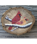 Cardinal Pair wood slice magnet/ornament made-to-order - $19.95