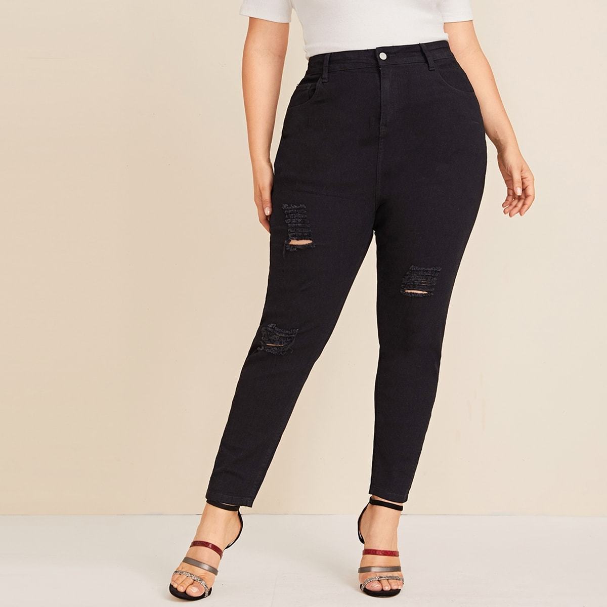Plus Ripped Ankle Skinny Jeans Jeans