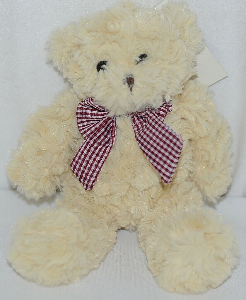 Baxters Bears Brand Light Brown Teddy With Maroon White Gingham Bow