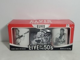 Retro Elvis Presley 50&#39;s Rock &amp; Roll Hot Cocoa Mix 2 Mug Gift Set  - $22.95