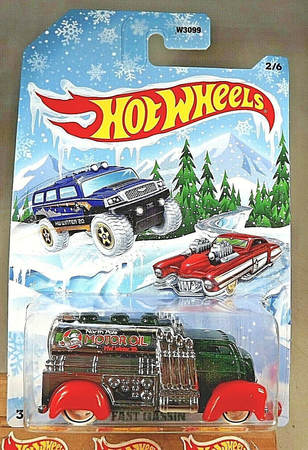 2020 Hot Wheels Walmart Holiday Series 2/6 FAST GASSIN Green/Red w/White Whls