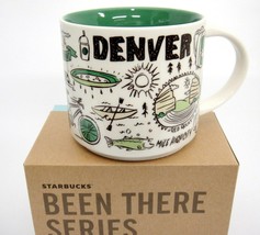 Starbucks Denver Been There Mug Points of Interest Across Globe 14 oz Green NIB - $28.50