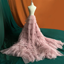 Blush Wedding Detachable Tulle Maxi Skirt Wedding Photo Long Tiered Tulle Skirt 