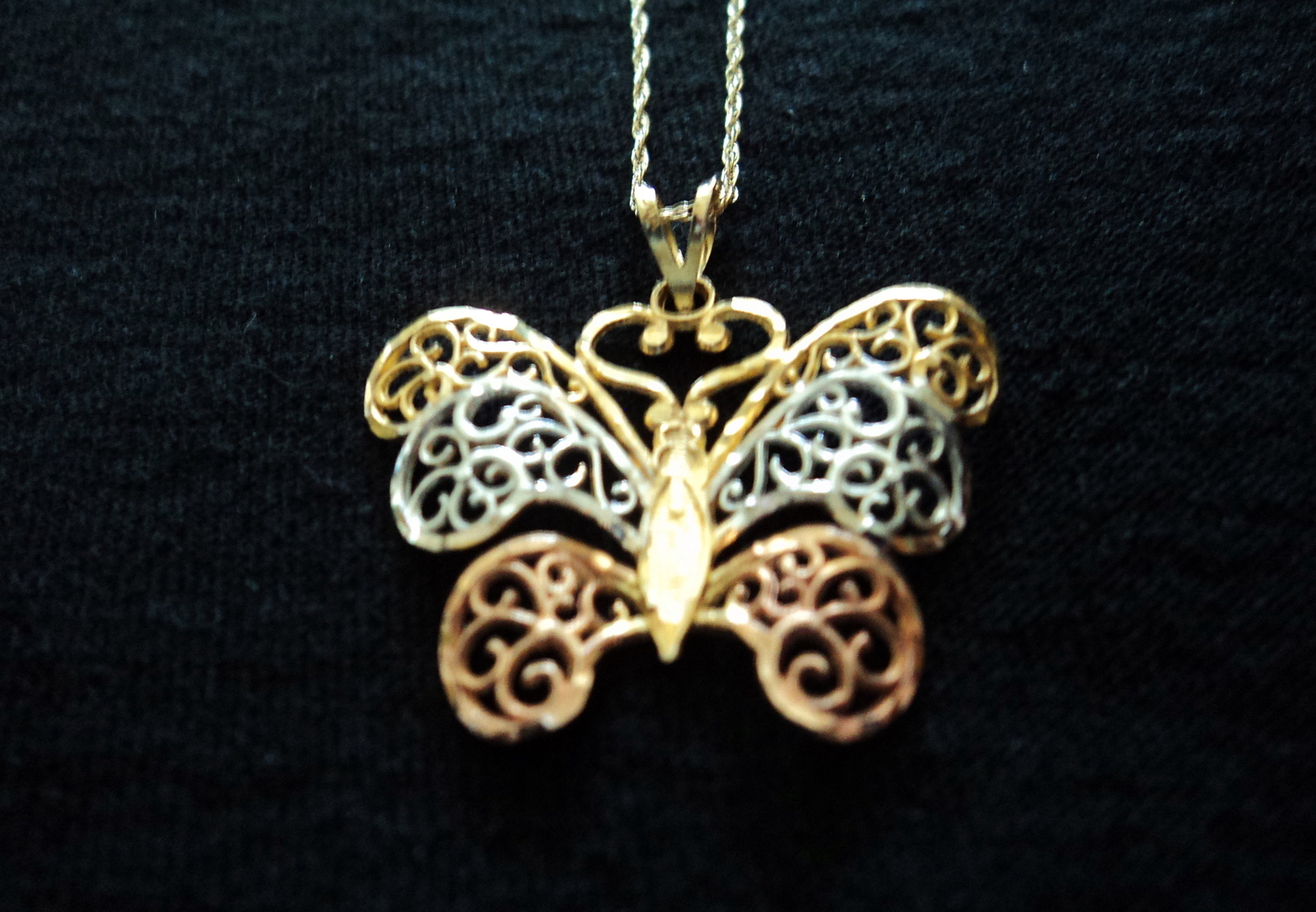 TriColor 10kt. Gold Fancy Filigree Butterfly Pendant NecklaceJC Penny