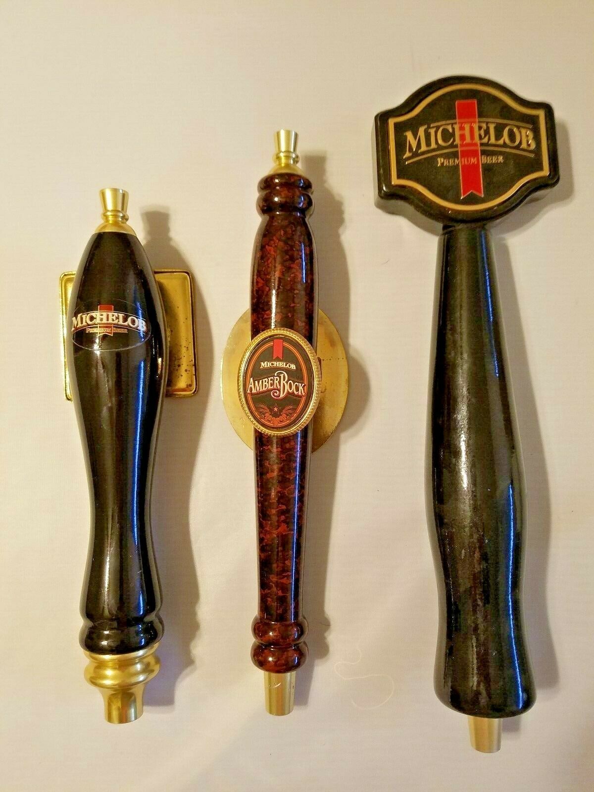 Draft Beer Keg Tap Handle Lot of 3 Vintage Large Michelob Amber Bock