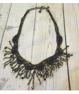 Chico Black Metal Filigee Mesh Beaded Lobster Clasp Necklace - $15.55