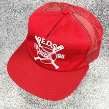 Vintage 1995 Cincinatti Reds Trucker Hat Snapback Cap League Champs Mesh... - $28.41