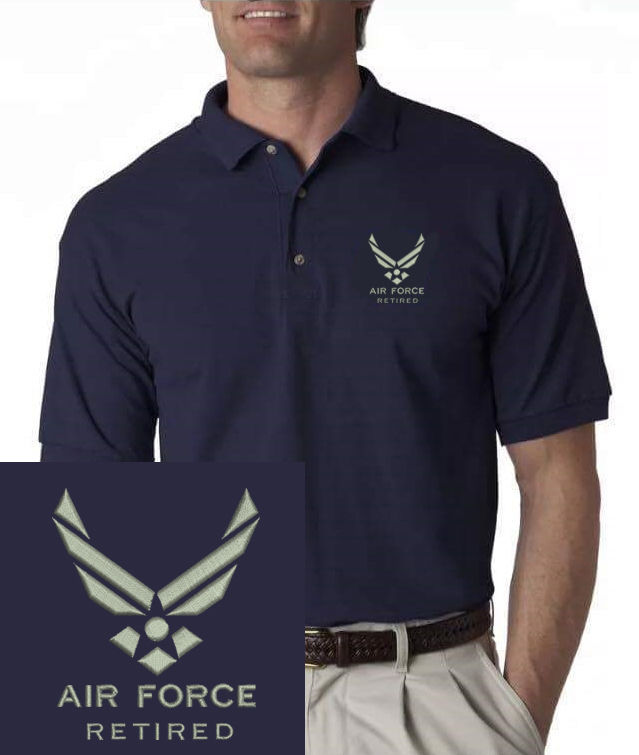 Us Air Force Retired Embroidered Blue Polo Shirt New Usaf Casual Shirts