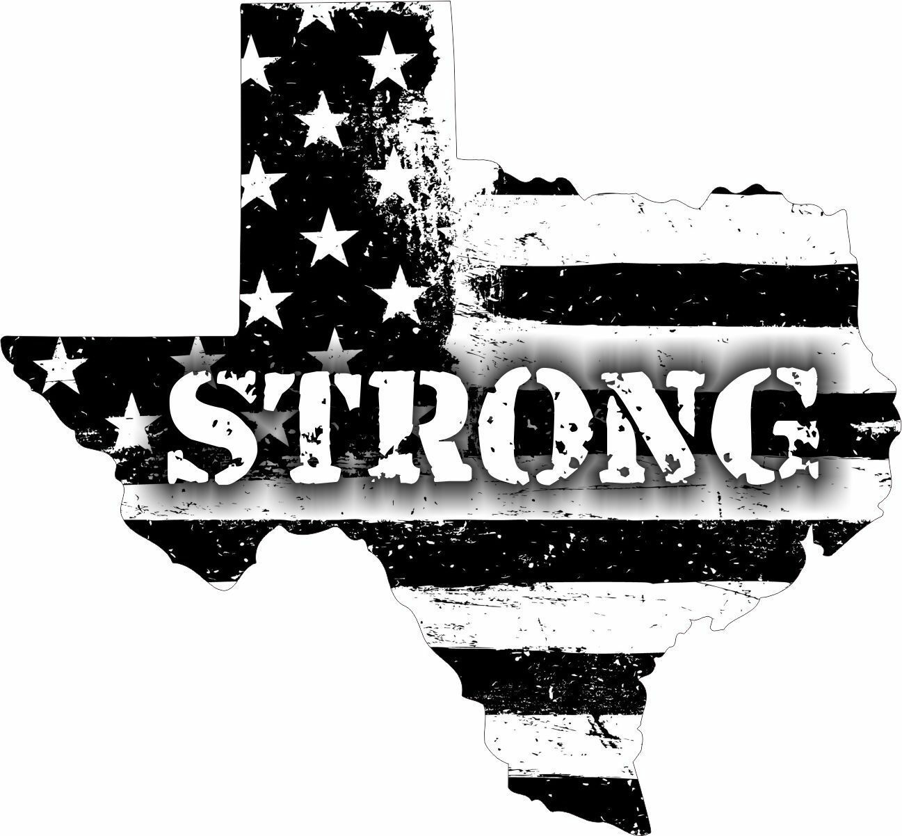 Distressed Black and White Flag Texas Houston Strong Window Decal