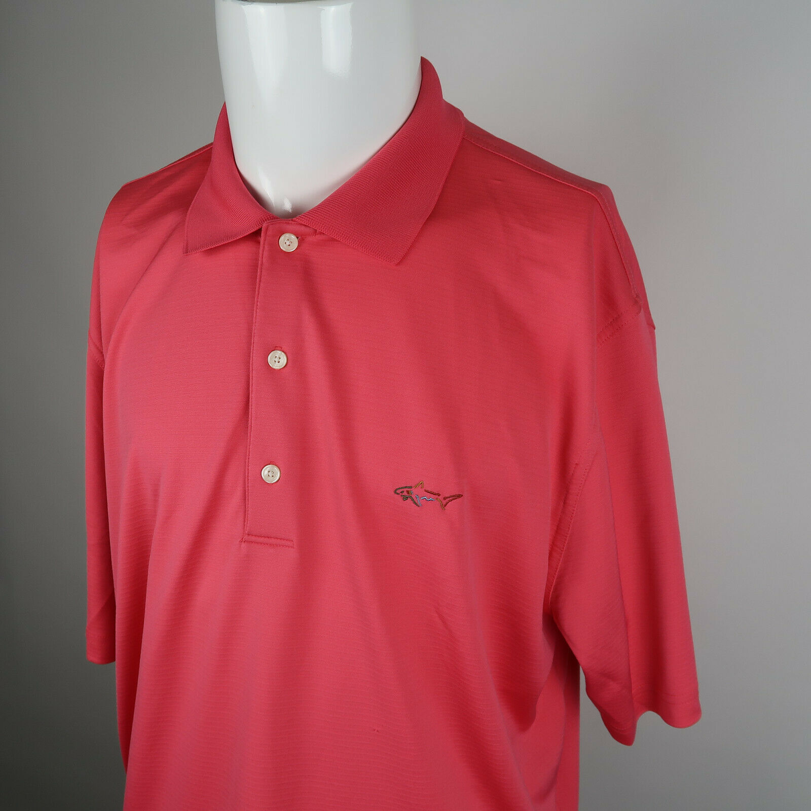 Greg Norman Polo Shirt Mens XL Coral Short Sleeve Play Dry Athletic - Polos