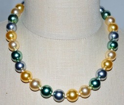 Vtg New Old Stock Erwin Pearl Faux Multi-Color Glass Pearl Choker Necklace - $94.05