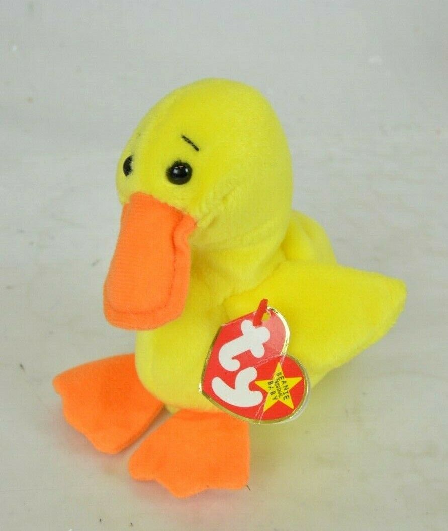 Rare TY Beanie Baby Quackers Yellow Duck 1994 NWT - Retired