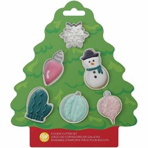 Wilton MINI Tree Cookie Cutter Set 6 pc Ornaments Snowman Snow Mitten - $5.44