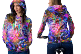 Psychedelic face trippy tongue dmt hoodie women thumb200