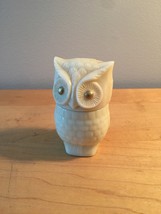70s Avon Little White Owl with golden eyes cream sachet bottle (Field Flowers)