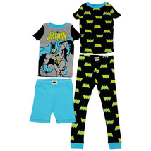 Batman Figure and All Over Symbols Youth 4-Piece Pajama Set Black Print - $16.99