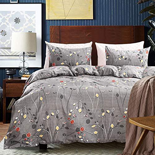 Linen_specialist Grey Floral Bedding Set Queen Size, 100 Microfiber