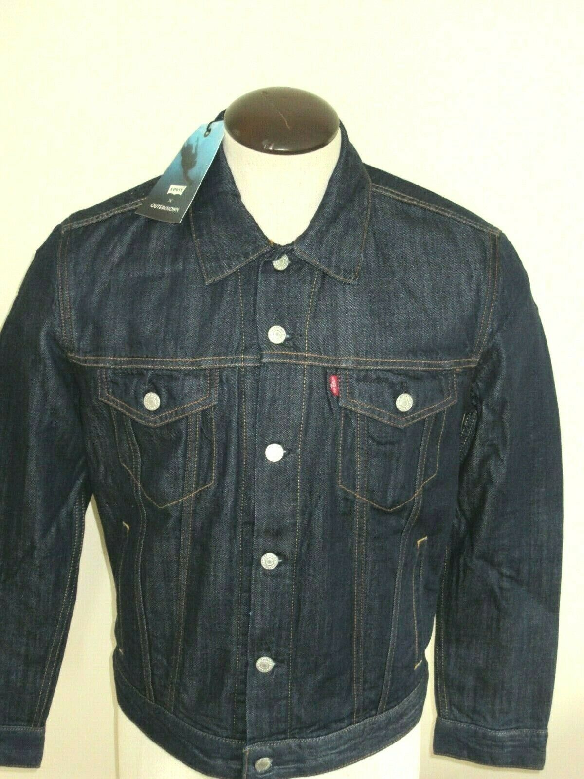 Levis X Outerknown Wellthread lined Mens Trucker dark Denim Jacket Size XL NWT - Coats & Jackets
