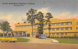 Brunswick Memorial Hospital Cars Brunswick Georgia 1950s linen postcard - $6.44