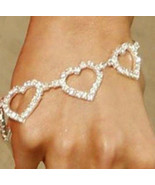 Sexy Rhinestones Jewelry Sparkling Bracelet with FIVE Open Hearts FAST S... - $11.99