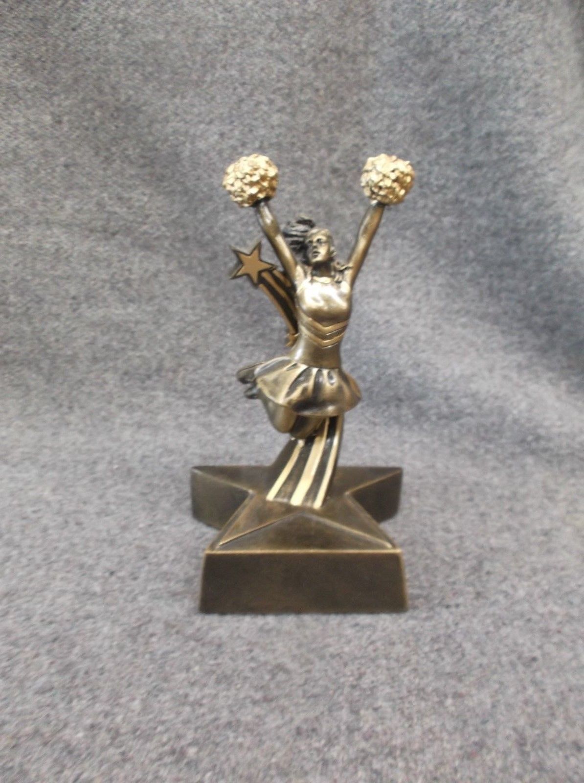 RST306 CHEERLEADING statue trophy resin gold star base small - Cheerleading
