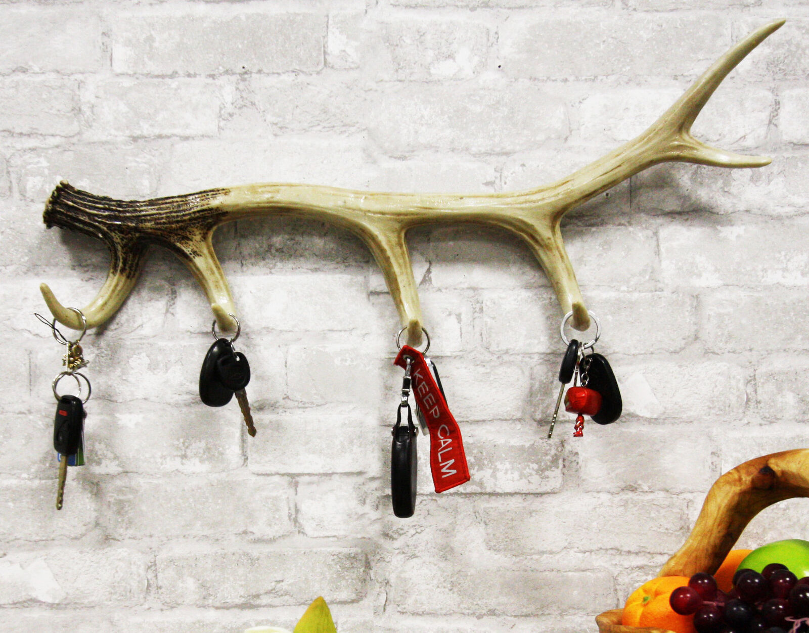 Ebros Rustic Hunters 6 Point Stag Deer Antler Rack Wall Hooks Decor Plaque 24W