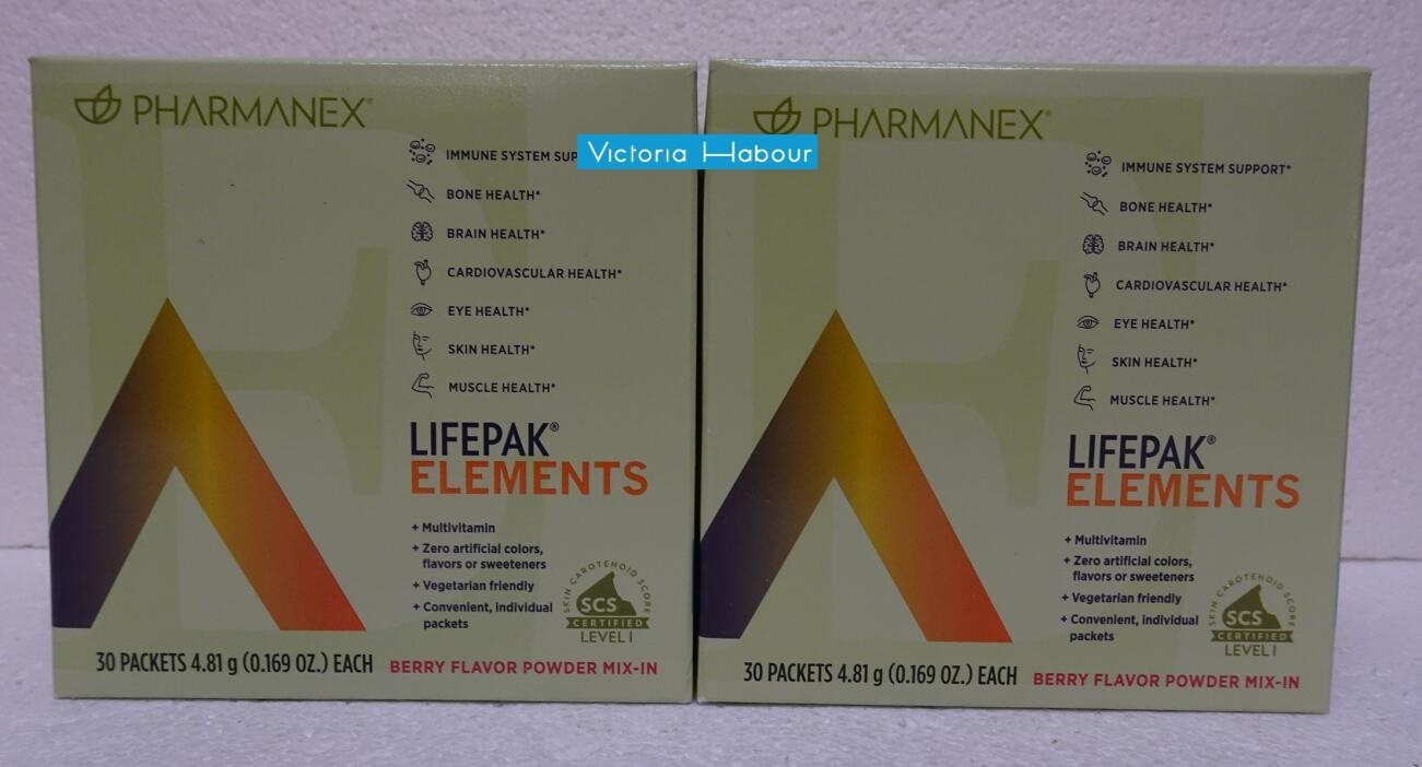 Two pack: Nu Skin Nuskin Pharmanex Lifepak Elements 30 Packets Box x2