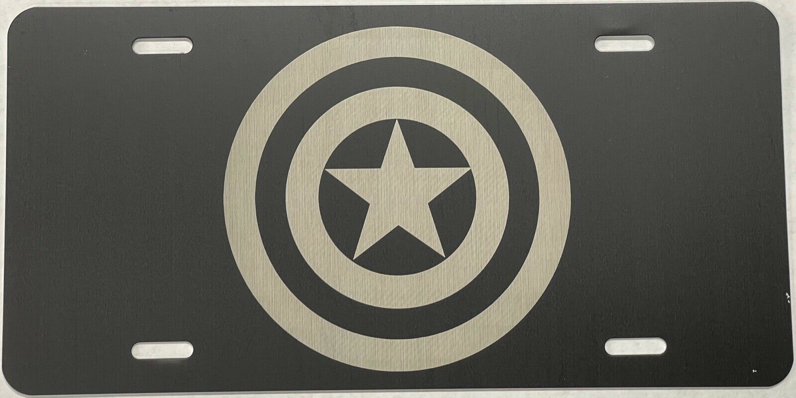 NEW Captain America Logo Laser Engraved License Plate Car Tag Gift Flat Black
