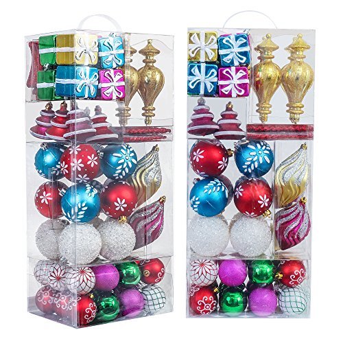 Valery Madelyn 100ct Shatterproof Christmas Balls Ornaments Joyful ...