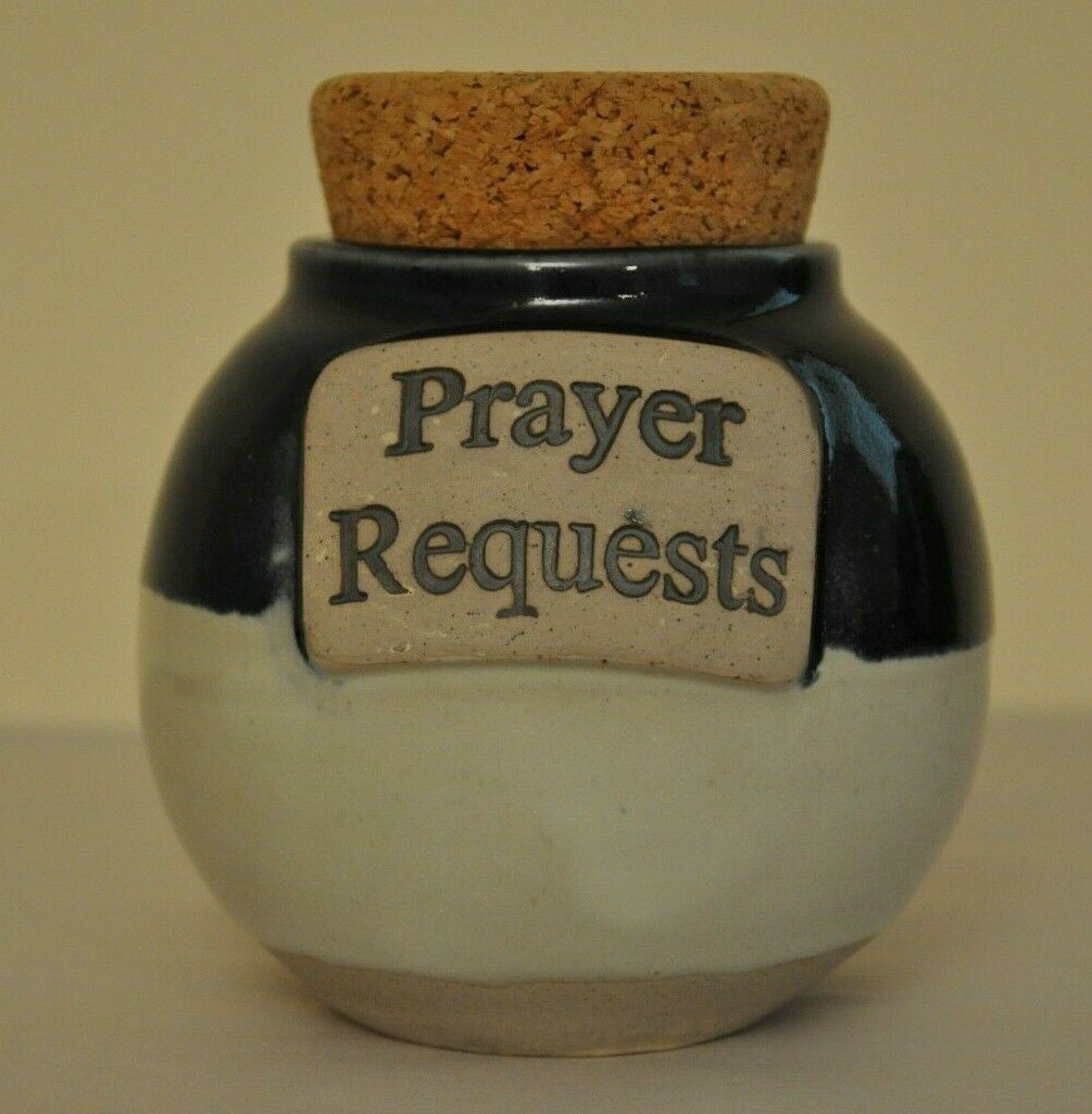 Ceramic Blue And White Prayer Request Jar With Cork Lid Other