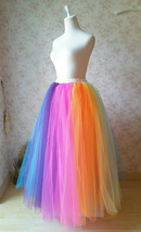 Women Girl RAINBOW Skirt Elastic Waist Maxi Floor Length Tulle Skirt Plus Size image 3